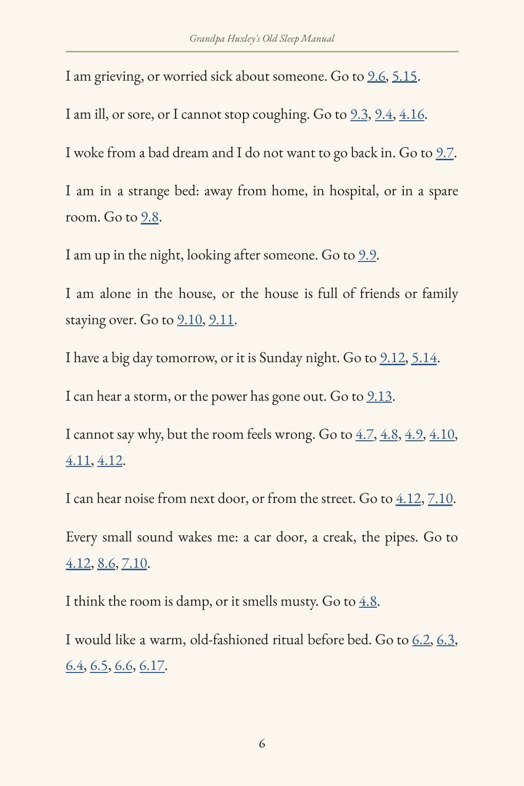 Page 6: Find What You Need Tonight, continued