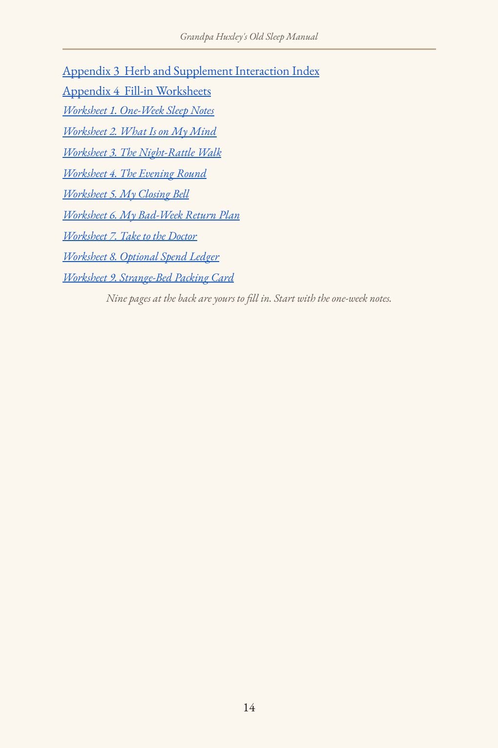 Page 14: the Contents, page 7 of 7