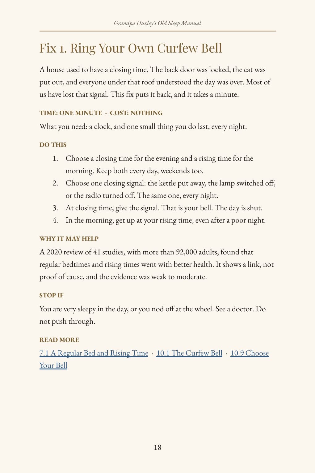Page 18: Quick Start Fix 1, Ring Your Own Curfew Bell