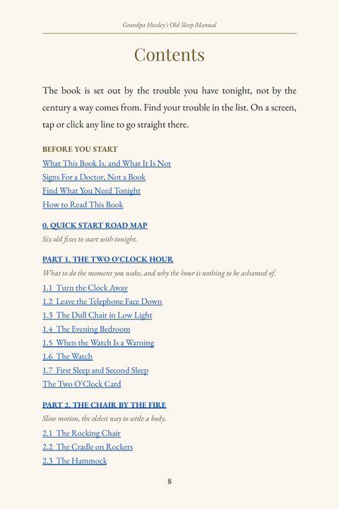 The first page of the Contents